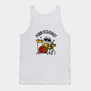 Purr-cussionist Cute Drummer Cat Pun Tank Top